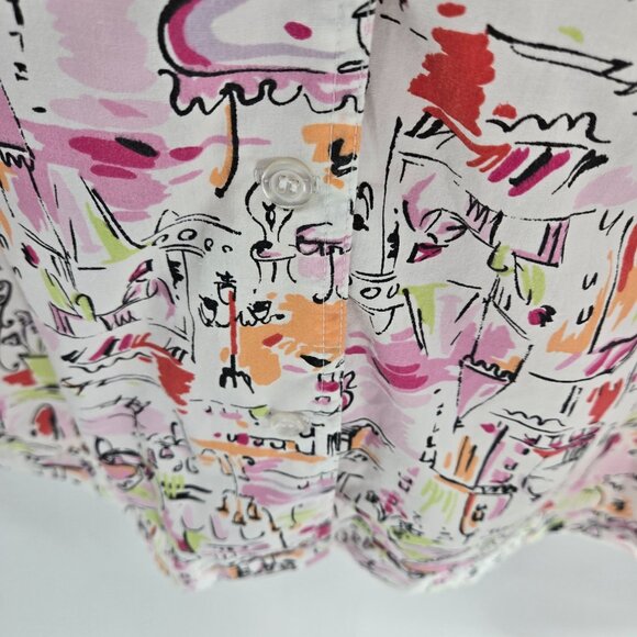 Vintage White Stag Plus White Abstract Cafe Town Button Up Shirt Size 26W/28W - Picture 6 of 12